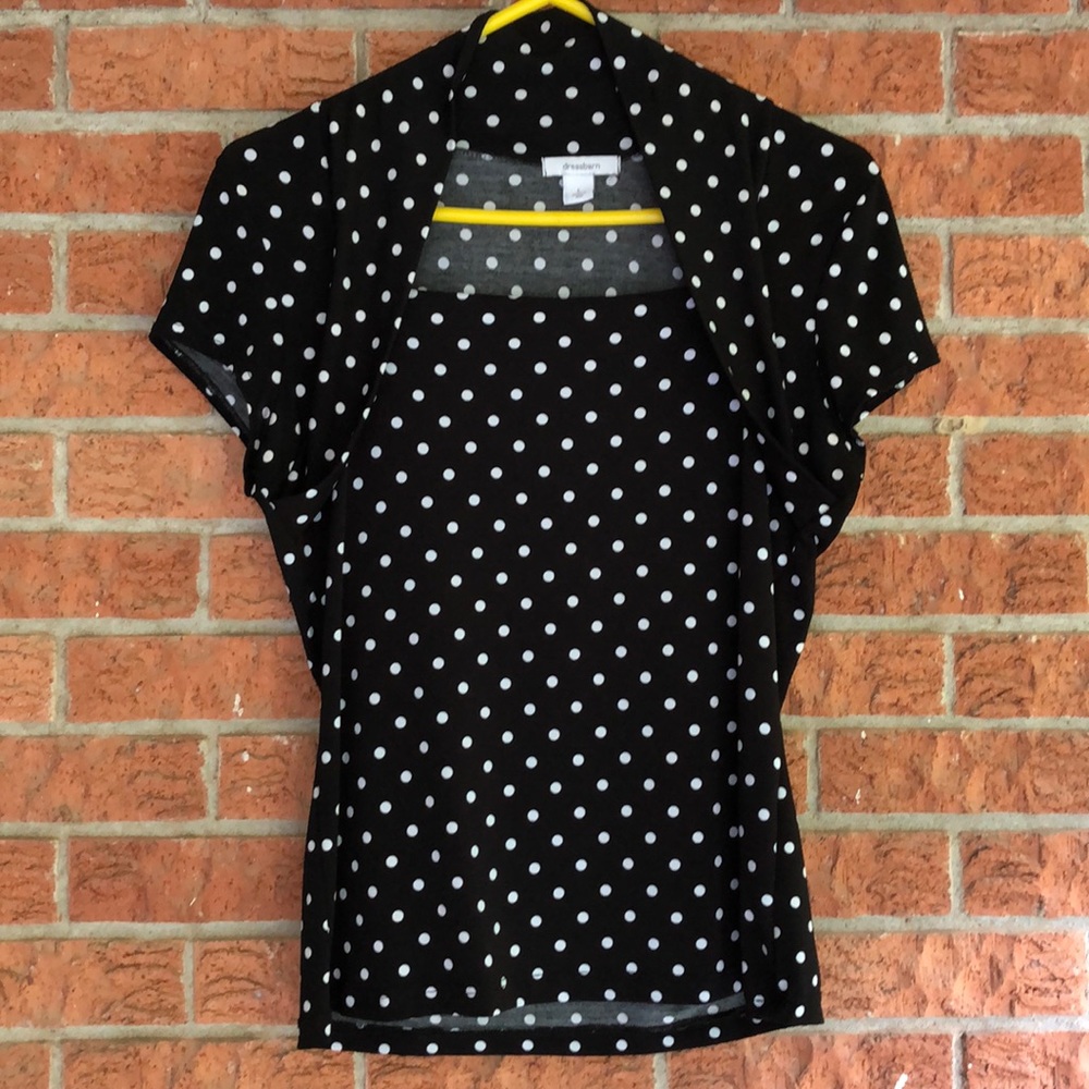 Dress Barn Black and white polka dot top